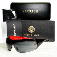 Authentic Versace Sunglasses Black Shield Mens Womens Visor Ski 2054 1001/87 picture