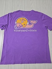 LSU Tigers Football Pocket T-Shirt Vineyard Vines Large Distressed Used *READ* picture
