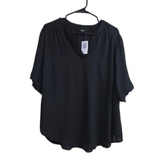 Torrid Harper Georgette Puff Short Sleeve Blouse Size 1 1X 14-16 Black New plus picture