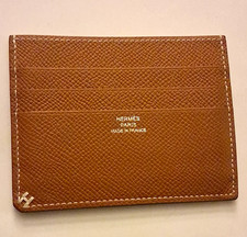 HERMÈS Paris Made in France Men's Brown Leather Solid Card Holder ID Case picture