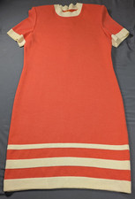 Vintage St. John Dress Womens 10 Orange Striped Maxi Santana Knit Sheath USA picture