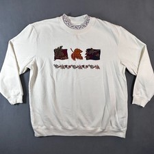 Vintage Bobbie Brooks XL Fall Leaves Embroidered Sweatshirt Cream Grandma Core picture