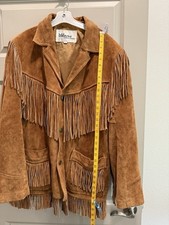 Vintage 80s Wilson Leather Fringe Western Jacket Boho Biker Festival XL MINT picture