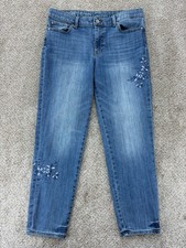 Talbots Flawless Girlfriend Ankle Jeans Women's 8 Blue Floral Light Wash Stretch picture