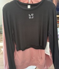 New Lululemon Hold Tight *Jewelled Long Sleeve Cropped Top Black Women's Size 12 picture