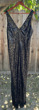 New Lulu's XL Plus Black Sequin Jumpsuit Wide-Leg Pantsuit with Detachable Bow picture