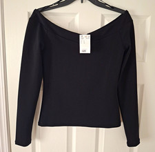 H&M New With Tags Women's Off Shoulder Long Sleeve Top Black Size S NWT picture