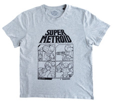 Nintendo Super Metroid Mens XL Grey T Shirt Samus Aran Gaming Graphic Tee picture
