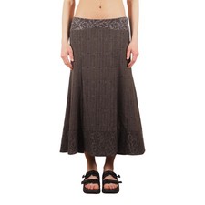 Kenzo Jungle Vintage Women's Beige Jacquard Trim Flared Midi Skirt FR 38 / US 6 picture