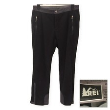 REI Womens Fleece Pants L Black Gray Zip Pockets Leg Zips Outdoor Hiking picture