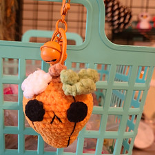 Handmade Crochet Skull Face Pumpkin Halloween Novelty Key Chain picture