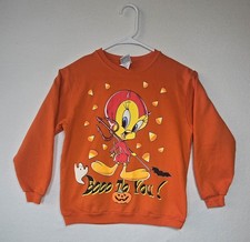 Vtg Looney Tunes Tweety Bird Halloween Boo To You Youth Size L 10/12 Ghost Bat picture