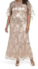 Brianna Women’s Short Sleeve Sequin Embroidery Long Evening Dress Formal New 14W picture