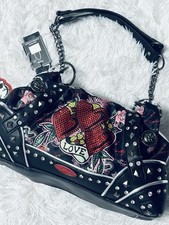 NWT Ed Hardy Love Hearts Rhinestone Studded Y2K Shoulder Bag picture
