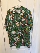 Vintage Joe Boxer Couture 100% Silk Crazy Golf Print Shirt TopSize Medium 90s picture