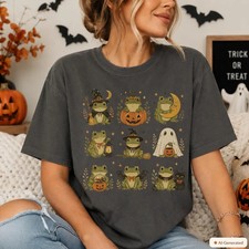 Halloween Frog Witch Comfort Tee Spooky Cute Frog Halloween Design picture
