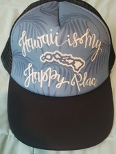 HAWAII IS MY HAPPY PLACE MESH TRUCKER HAT CAP SNAPBACK UNISEX VERY NICE picture