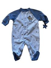 CARTER'S Woof-Woof NWT SZ 3-Month Blue ColorBlock Cotton Footed Jumpsuit picture