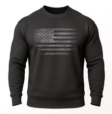 Distressed American Flag Sweatshirt | Patriotic USA Crewneck | Unisex Fleece picture