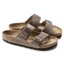 Birkenstock Arizona Soft Footbed Oiled Leather Tobacco Brown Men's Sandals Wide picture