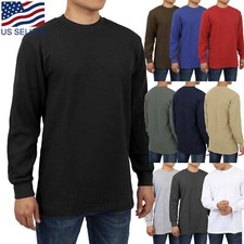 Mens Heavy Waffle T Shirts Cotton Long Sleeve Casual Plain Sports Thermal picture