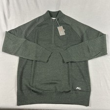 KJUS Golf Pullover Kulum Half Zip Large Dark Olive Wool Polyamide MSRP $279 picture