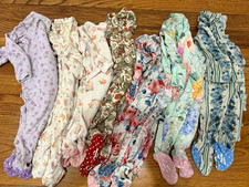 Posh Peanut Newborn Bamboo Floral Zip Footed One-Piece Sleepers Lot of 7 picture