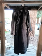 Lenght 4 Ft Genuine Leather Jacket Wilson Maximum Black Trench Coat Size Large. picture