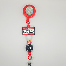 Retractable Badge Reel ID Lanyard Beaded Polka Dot