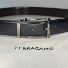 AUTHENTIC Salvatore Ferragamo reversible leather belt black and brown strap picture