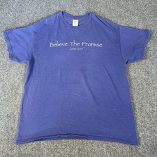 Vintage Y2K Believe The Promise Christian T Shirt John 11:25 Jesus Graphic Tee picture