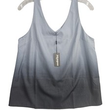 Zeagoo Womens Ombre V-Neck Tank Top Blue Grey Gradient Sleeveless Shirt Size M picture