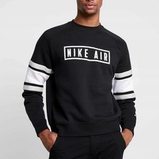 NIKE SPORTSWEAR Air Graphic Crewneck  Sweatshirt L Black White Grey Colorblock picture