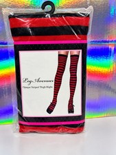 Leg Avenue Opaque Striped Thigh Highs Red Black picture
