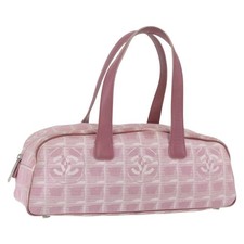 CHANEL New Travel Line Hand Bag Nylon Pink Silver CC Auth bs37194 picture