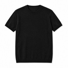Club Room Mens 100% Cashmere T-Shirt Sweater Large L Short Sleeve Crew Neck NWT picture