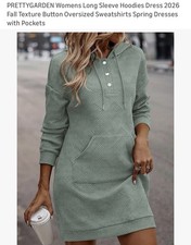 PRETTYGARDEN Women’s Long Sleeve Hoodies Dress Texture Button SS Dress Pockets picture