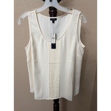 Talbots Petites Ivory Pintuck Sleeveless Shell Blouse Top Size 8P NEW picture
