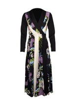 Diane von Furstenberg - Black Floral Print Long Sleeve Wrap Dress Sz 4 picture