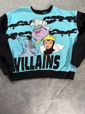Disney Villains BoxLunch Sweatshirt M Ursula Evil Queen Hades Y2K Goth Turquoise picture