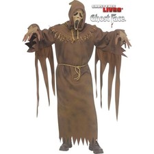 Fun World Mens Brown Scarecrow Scream Ghost Face Halloween Costume + Mask picture