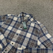 NEW LL Bean Shirt Mens S Blue Scotch Plaid Flannel Button Up Long Sleeve Outdoor picture