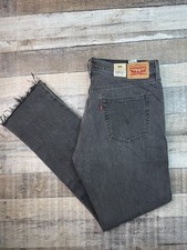 NEW Levi's 501 Original Womens Gray Straight Leg Jeans 32 x 30 Raw Hem High Rise picture