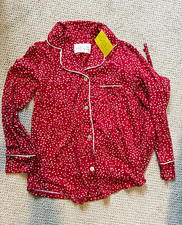 The Cat's Pajamas Women's Red/White Polka Dot Button-Up Pajama Set Long Sleeve S picture