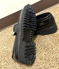 Prada Men’s Black Leather Logo Slip-On Round Toe Dress Loafer US 9 picture