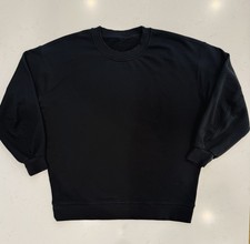 Lululemon Womens Black Logo Crewneck Cotton Pullover No Size Tag Sizing in Pics picture