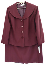 NWT TAHARI Womens Polyester Blazer Skirt Suit 2 Piece Dark Plum Purple 24W PLUS picture