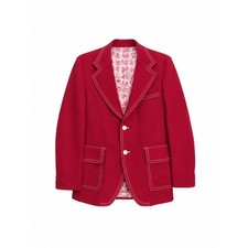 Vintage 60s 70s Tony Kent Red Basketweave Blazer Deadstock Contrast Stitch XS S picture