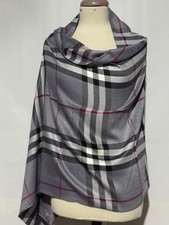 Authentic Burberry  Scarf Wrap Stole Shawl 65% Cashmere 35% Silk Grey Used picture