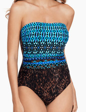 MIRACLESUIT Untamed Avanti Bandeau Underwire 1pc Swimsuit Sz 14 NWT picture